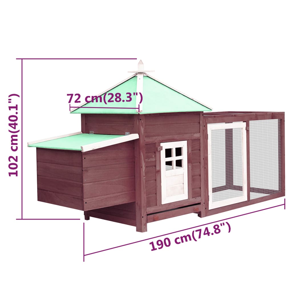 Poulailler avec nichoir Moka 190x72x102 cm Bois de sapin massif