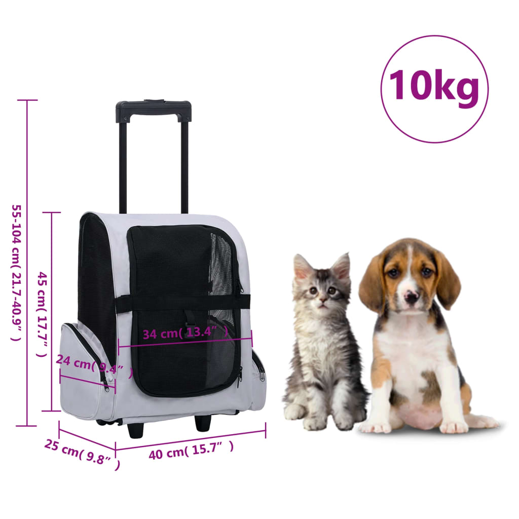 Chariot polyvalent pliable pour animaux de compagnie gris