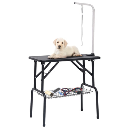 Table de toilettage réglable de chiens avec 1 boucle et panier