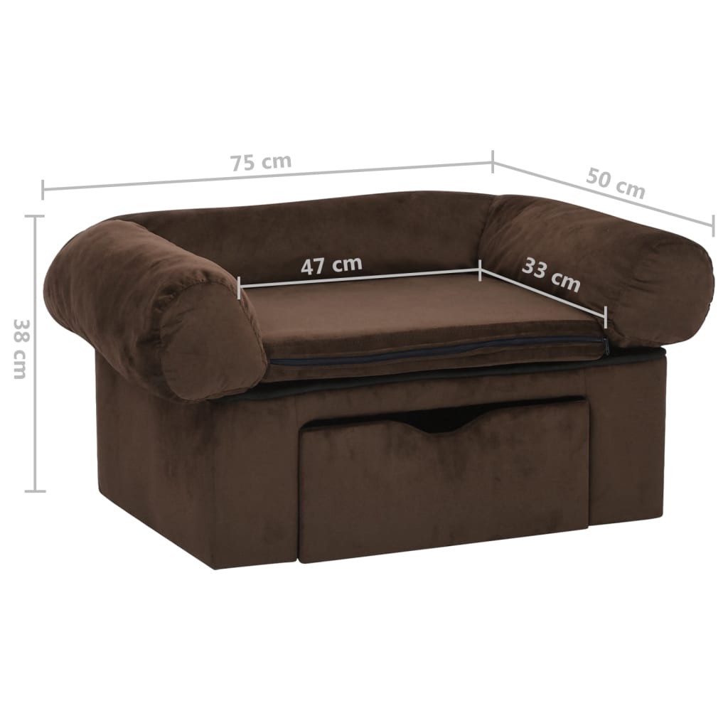 Canapé pour chien avec tiroir Marron 75x50x38 cm Peluche