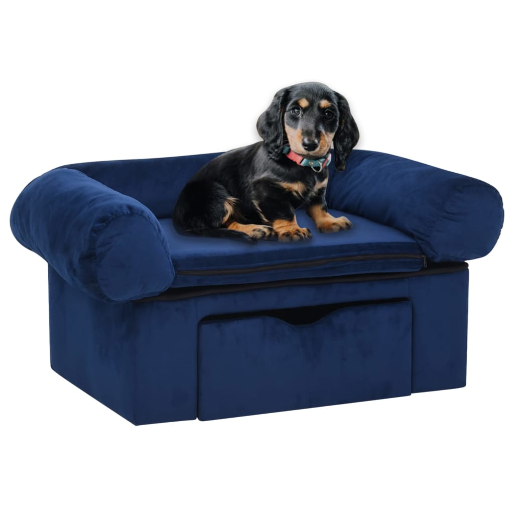 Canapé pour chien avec tiroir Bleu 75x50x38 cm Peluche