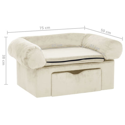 Canapé pour chien avec tiroir Crème 75x50x38 cm Peluche