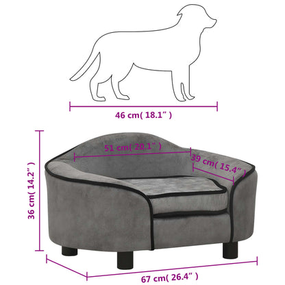 Canapé pour chien Gris 67x47x36 cm Peluche