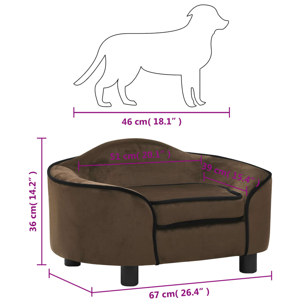 Canapé pour chien Marron 67x47x36 cm Peluche