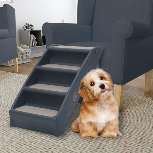 Escalier pliable à 4 marches pour chiens Gris foncé