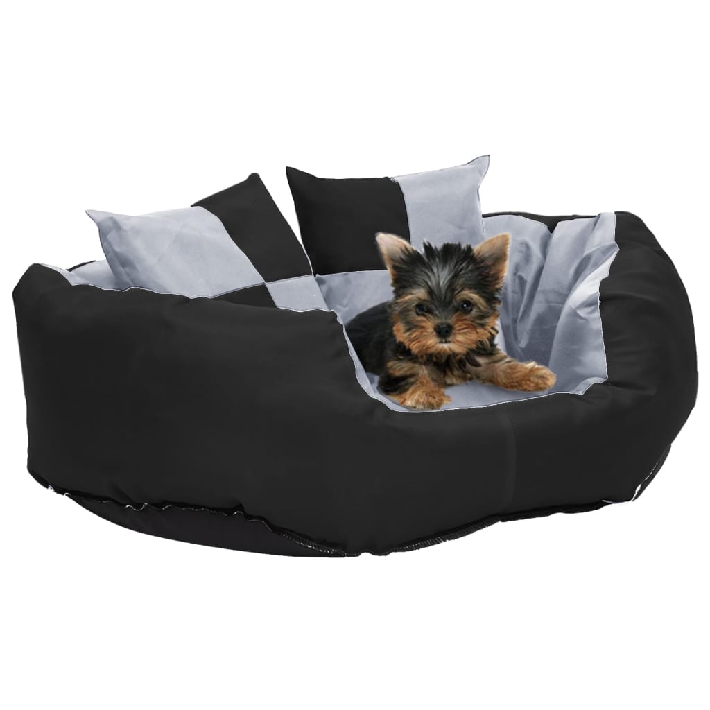 Coussin réversible lavable pour chien Gris et noir 65x50x20 cm