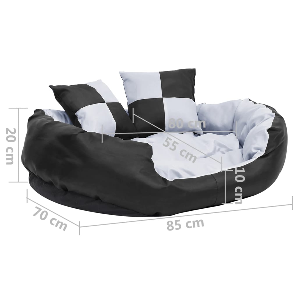 Coussin réversible lavable pour chien Gris et noir 85x70x20 cm