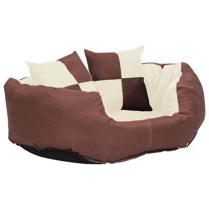 Coussin réversible lavable de chien Marron et crème 65x50x20 cm