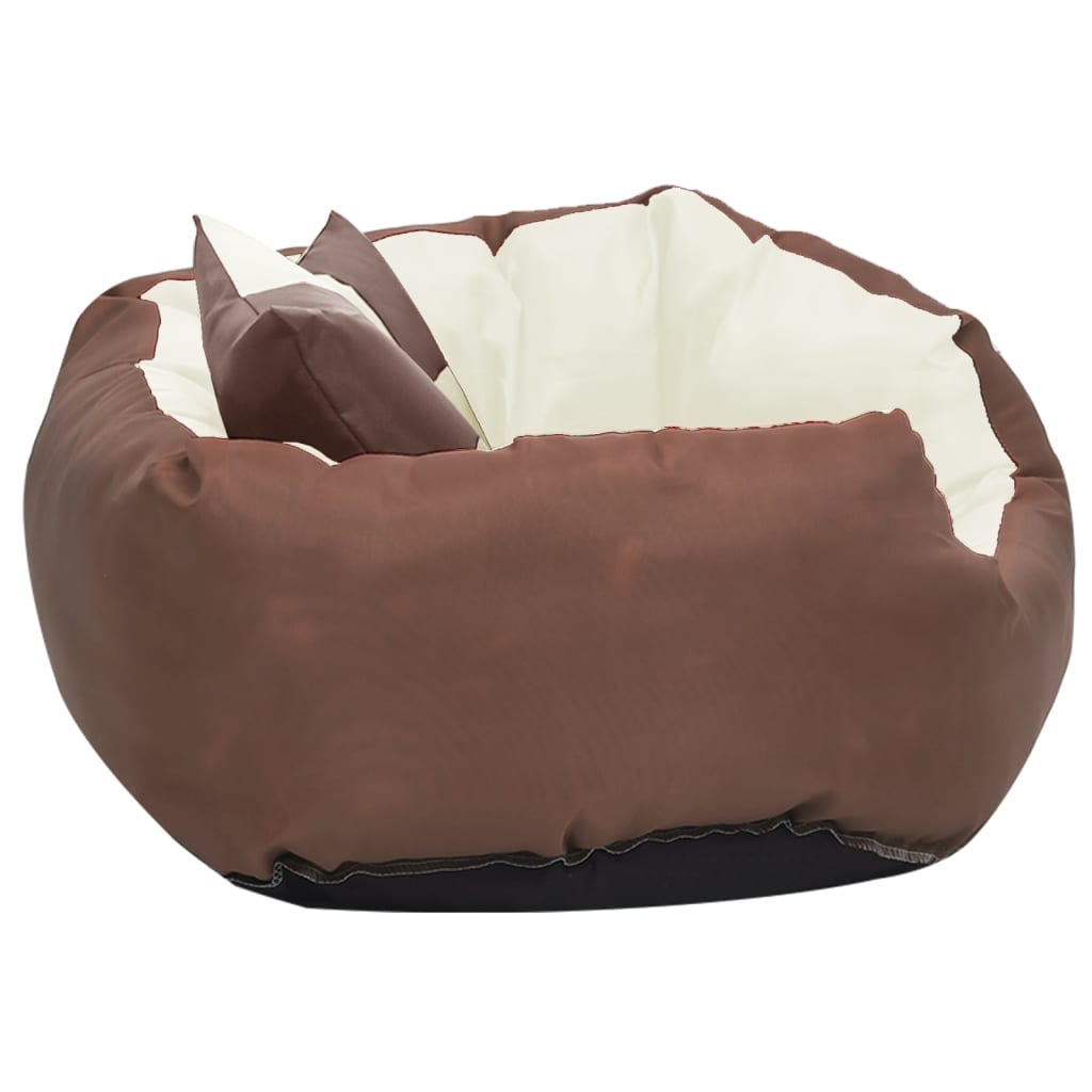 Coussin réversible lavable de chien Marron et crème 65x50x20 cm