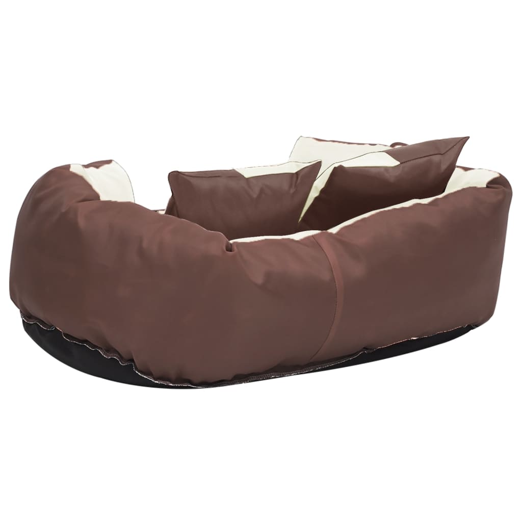 Coussin réversible lavable de chien Marron et crème 65x50x20 cm