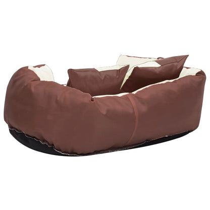 Coussin réversible lavable de chien Marron et crème 65x50x20 cm