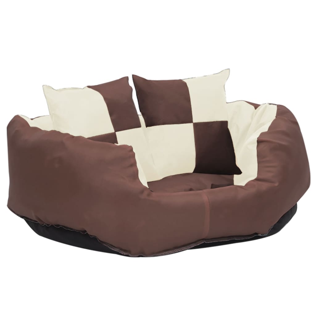 Coussin réversible lavable de chien Marron et crème 65x50x20 cm