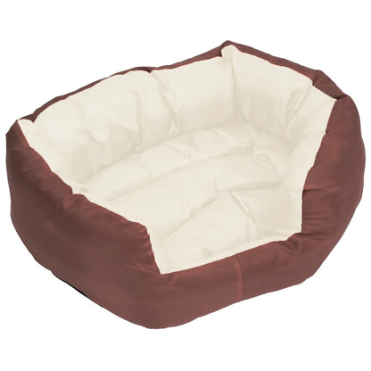 Coussin réversible lavable de chien Marron et crème 65x50x20 cm