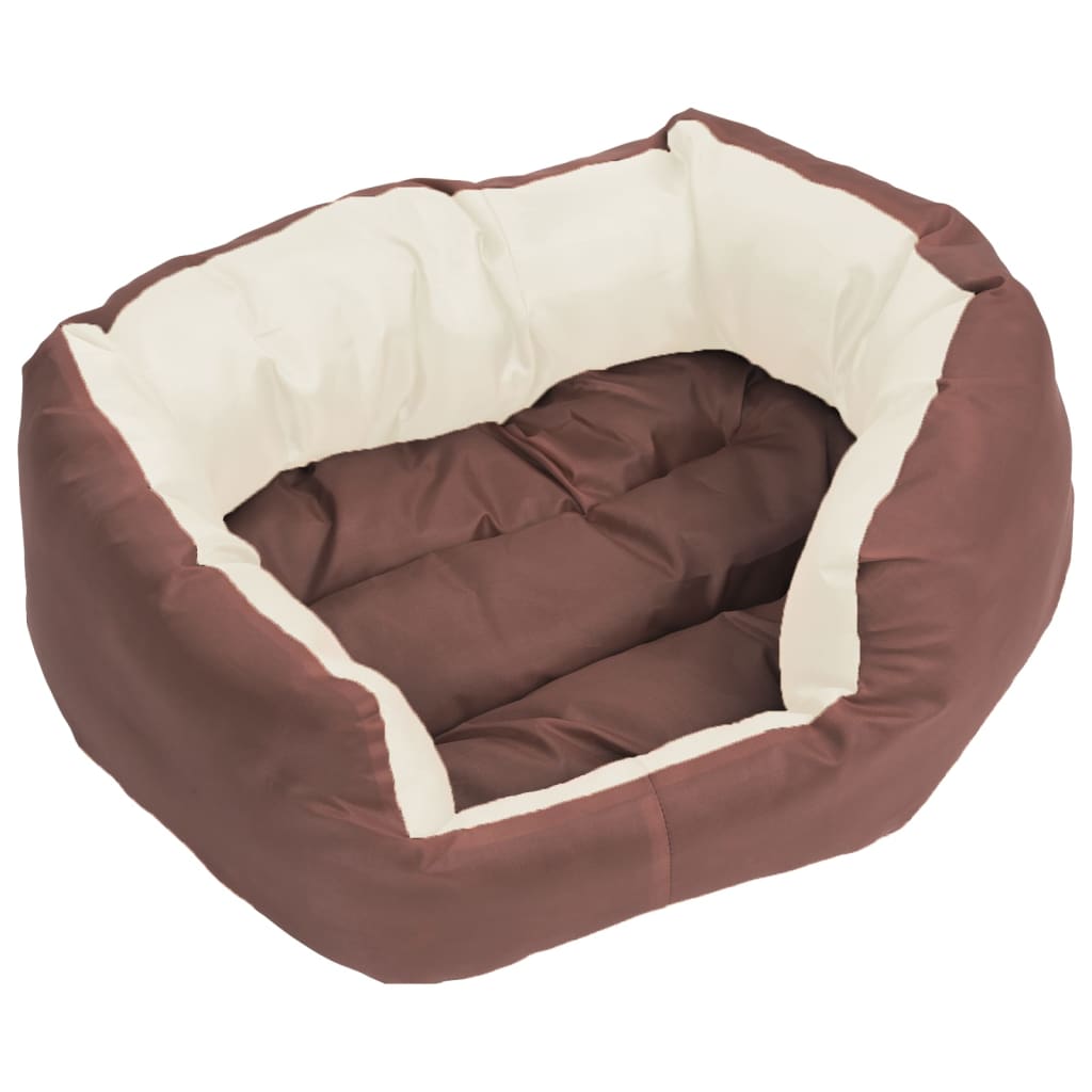 Coussin réversible lavable de chien Marron et crème 65x50x20 cm