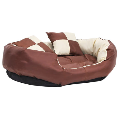 Coussin réversible lavable de chien Marron et crème 85x70x20 cm