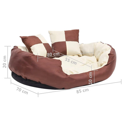 Coussin réversible lavable de chien Marron et crème 85x70x20 cm