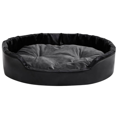 Lit chiens Noir et gris foncé 90x79x20 cm Peluche et similicuir