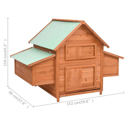 Poulailler 152x96x110 cm Bois de sapin massif