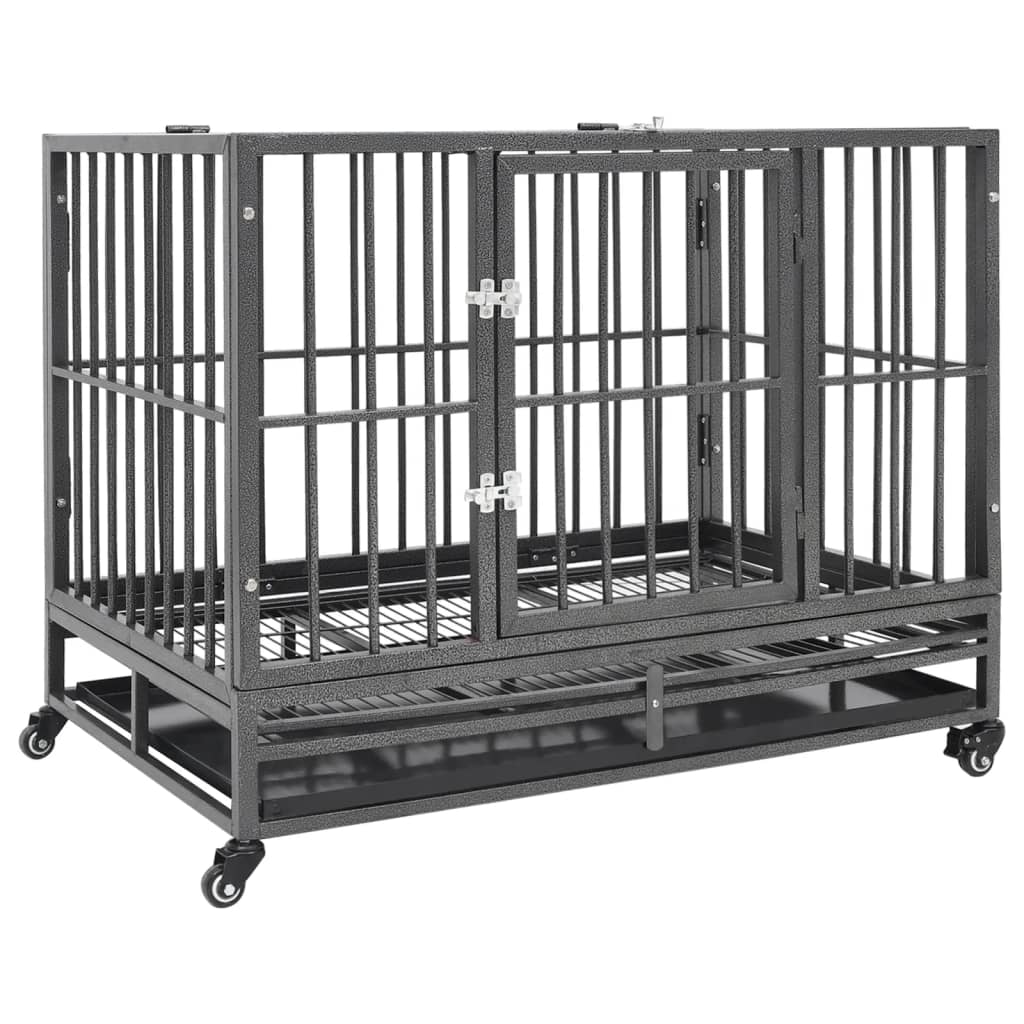 Cage pour chiens avec roues Acier 92x62x76 cm