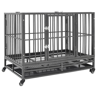 Cage pour chiens avec roues Acier 92x62x76 cm