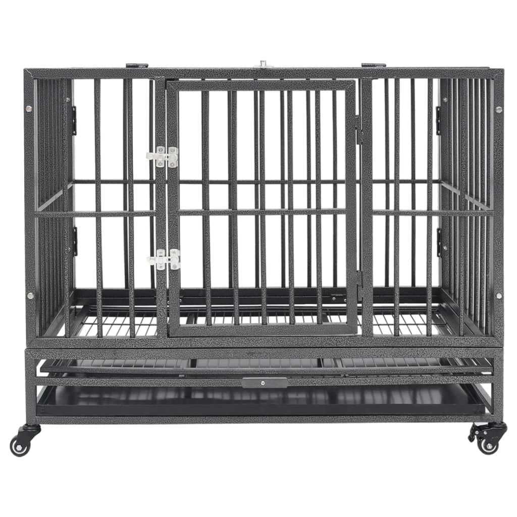 Cage pour chiens avec roues Acier 92x62x76 cm