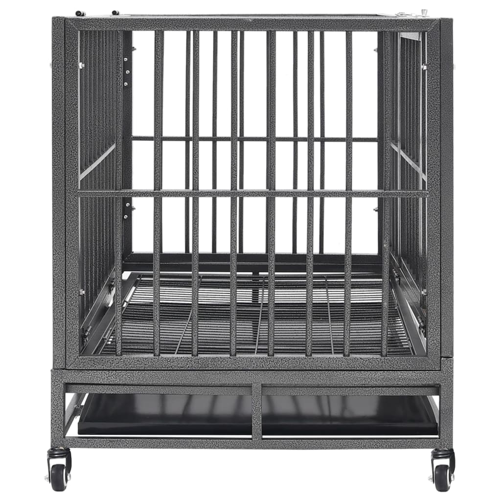 Cage pour chiens avec roues Acier 92x62x76 cm