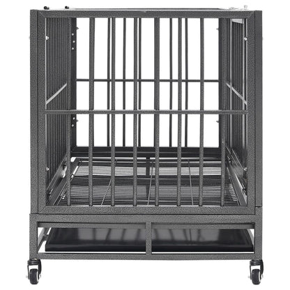 Cage pour chiens avec roues Acier 92x62x76 cm