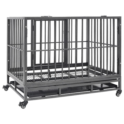 Cage pour chiens avec roues Acier 92x62x76 cm