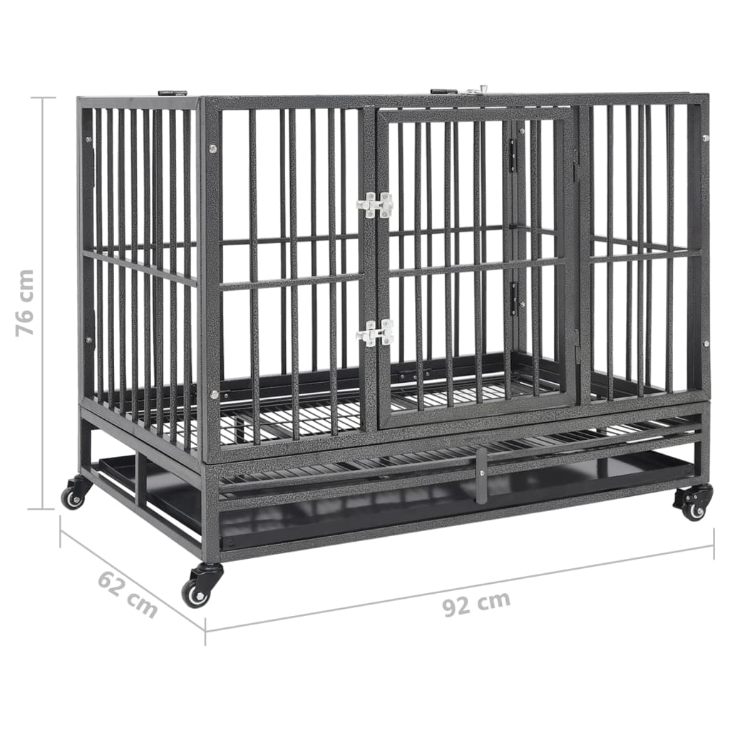 Cage pour chiens avec roues Acier 92x62x76 cm