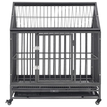 Cage pour chien avec roues et toit Acier 92x62x106 cm