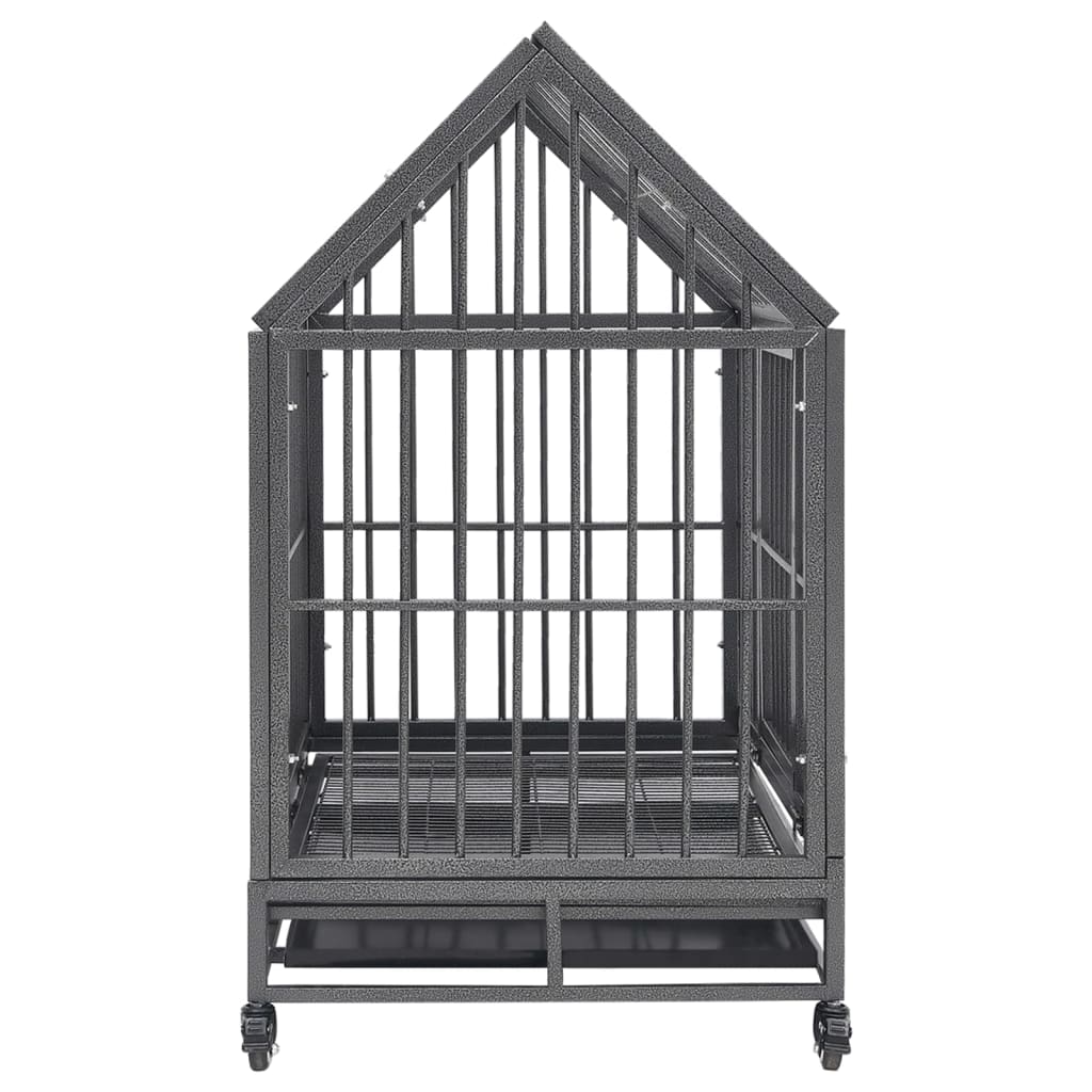 Cage pour chien avec roues et toit Acier 92x62x106 cm