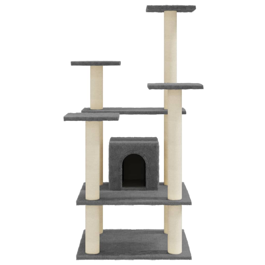 Arbre à chat avec griffoirs en sisal Gris foncé 110 cm