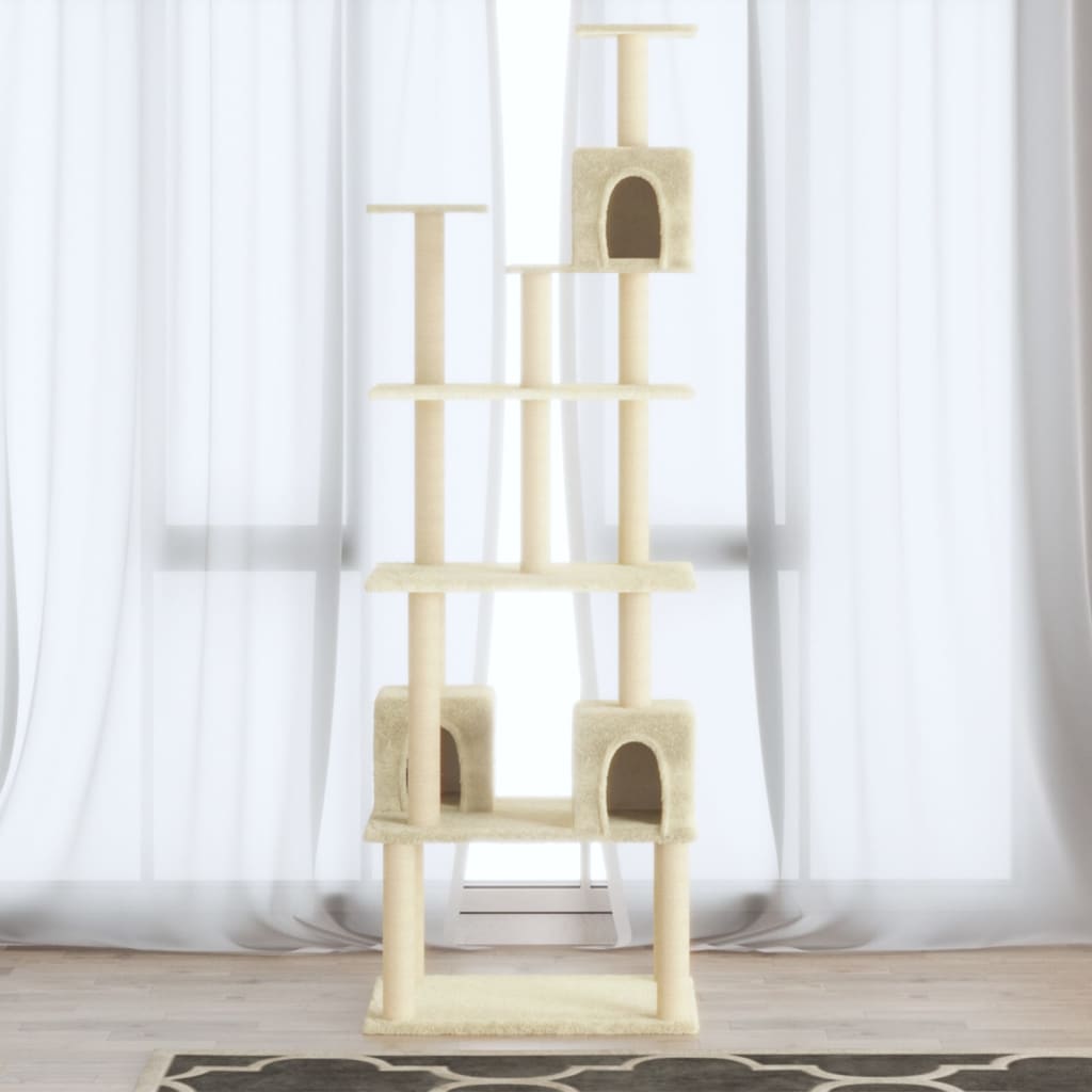 Arbre à chat avec griffoirs en sisal Crème 188 cm