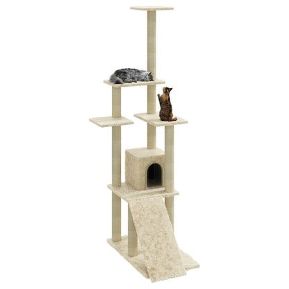 Arbre à chat avec griffoirs en sisal Crème 155 cm