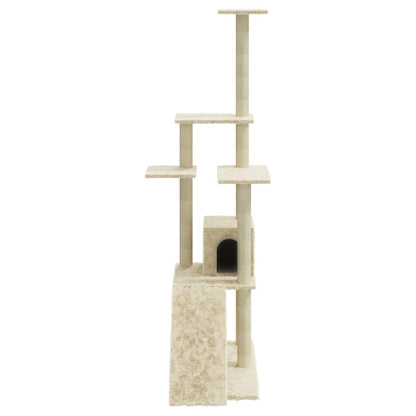 Arbre à chat avec griffoirs en sisal Crème 155 cm