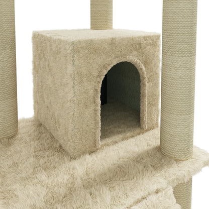 Arbre à chat avec griffoirs en sisal Crème 155 cm