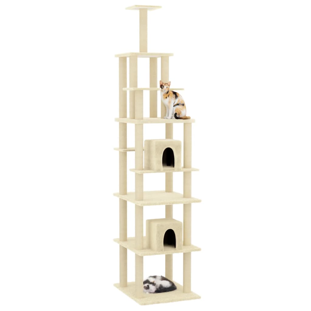 Arbre à chat avec griffoirs en sisal Crème 216 cm