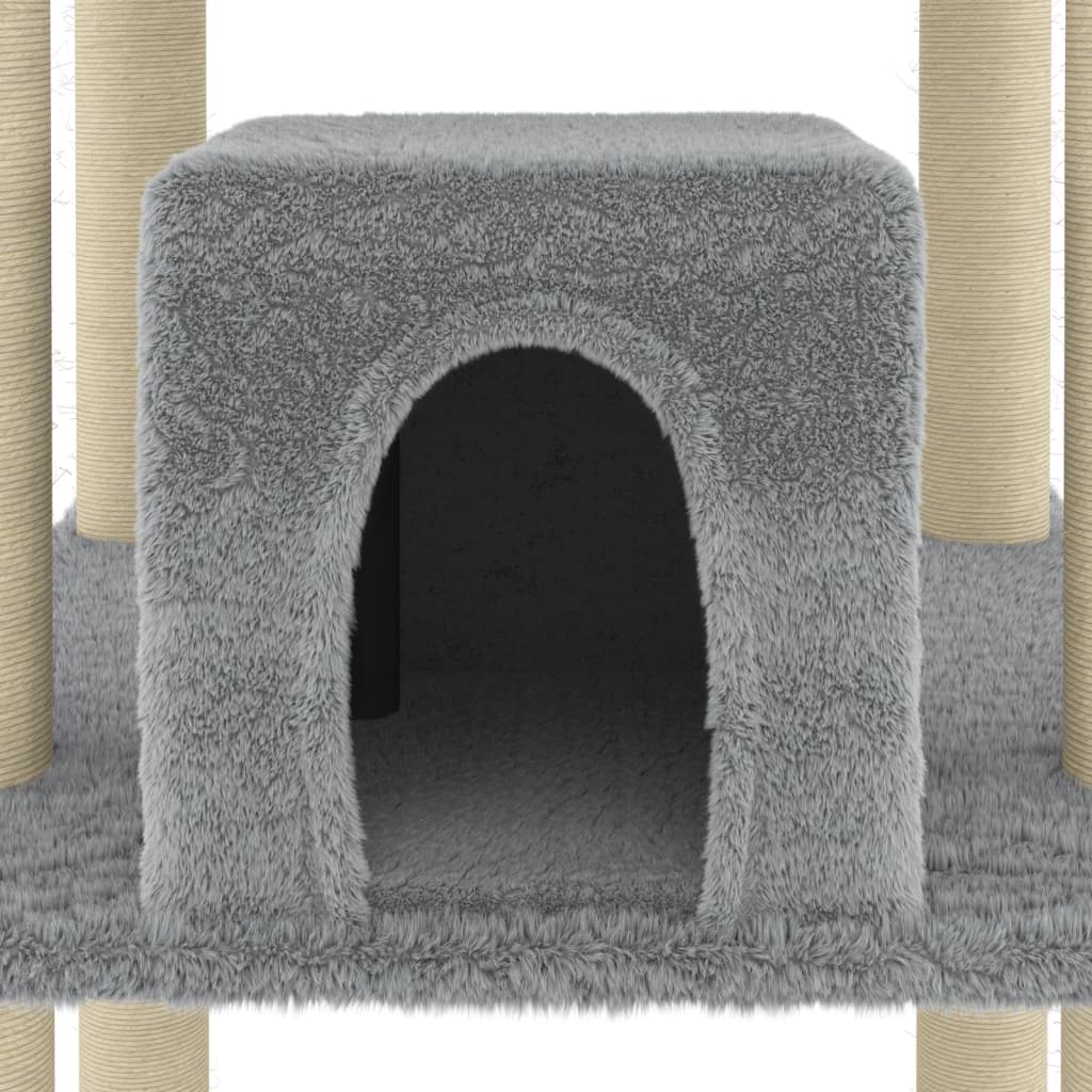 Arbre à chat avec griffoirs en sisal Gris clair 216 cm