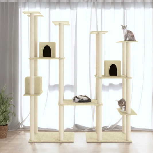 Arbre à chat avec griffoirs en sisal Crème 174 cm