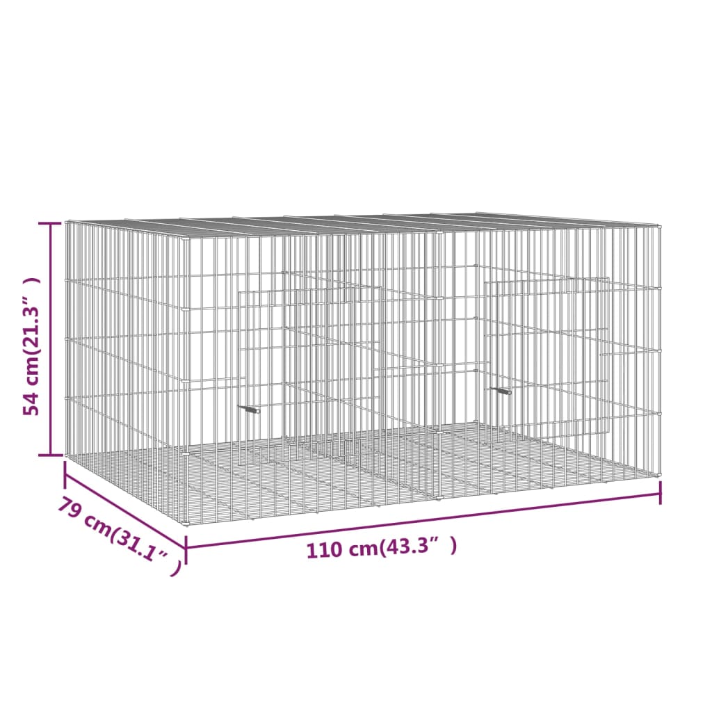 Cage à lapin 2 panneaux 110x79x54 cm Fer galvanisé