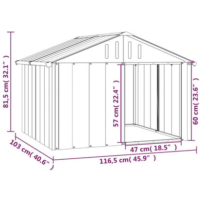 Niche pour chien Anthracite 116,5x103x81,5 cm Acier galvanisé