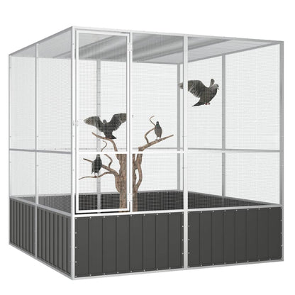 Cage à oiseaux Anthracite 213,5x217,5x211,5 cm Acier galvanisé