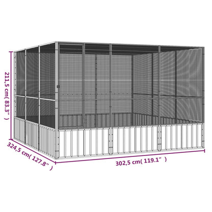 Cage à oiseaux Anthracite 302,5x324,5x211,5 cm Acier galvanisé