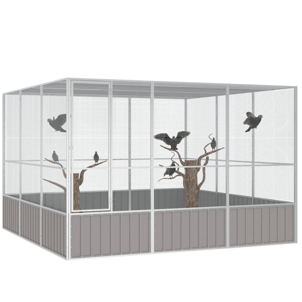 Cage à oiseaux Gris 302,5x324,5x211,5 cm Acier galvanisé