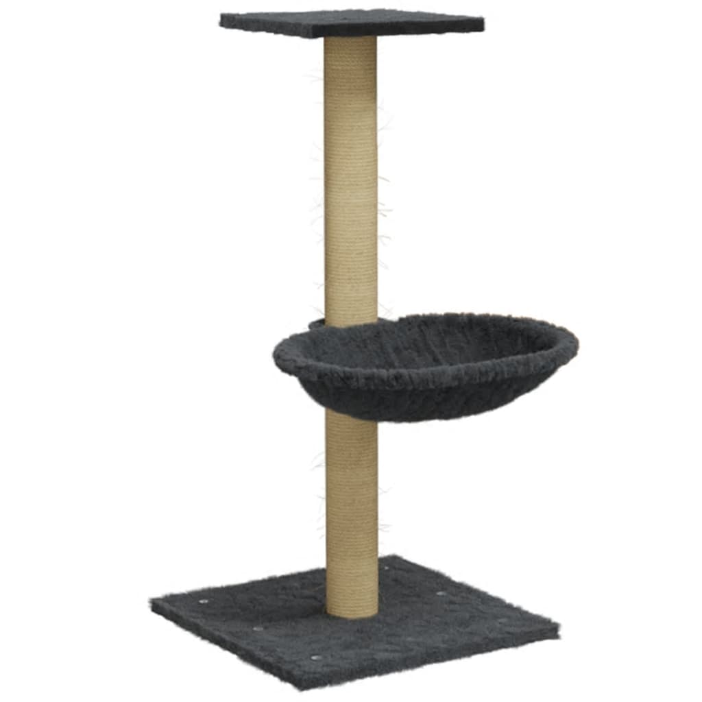 Arbre à chat avec griffoir en sisal Gris foncé 74 cm