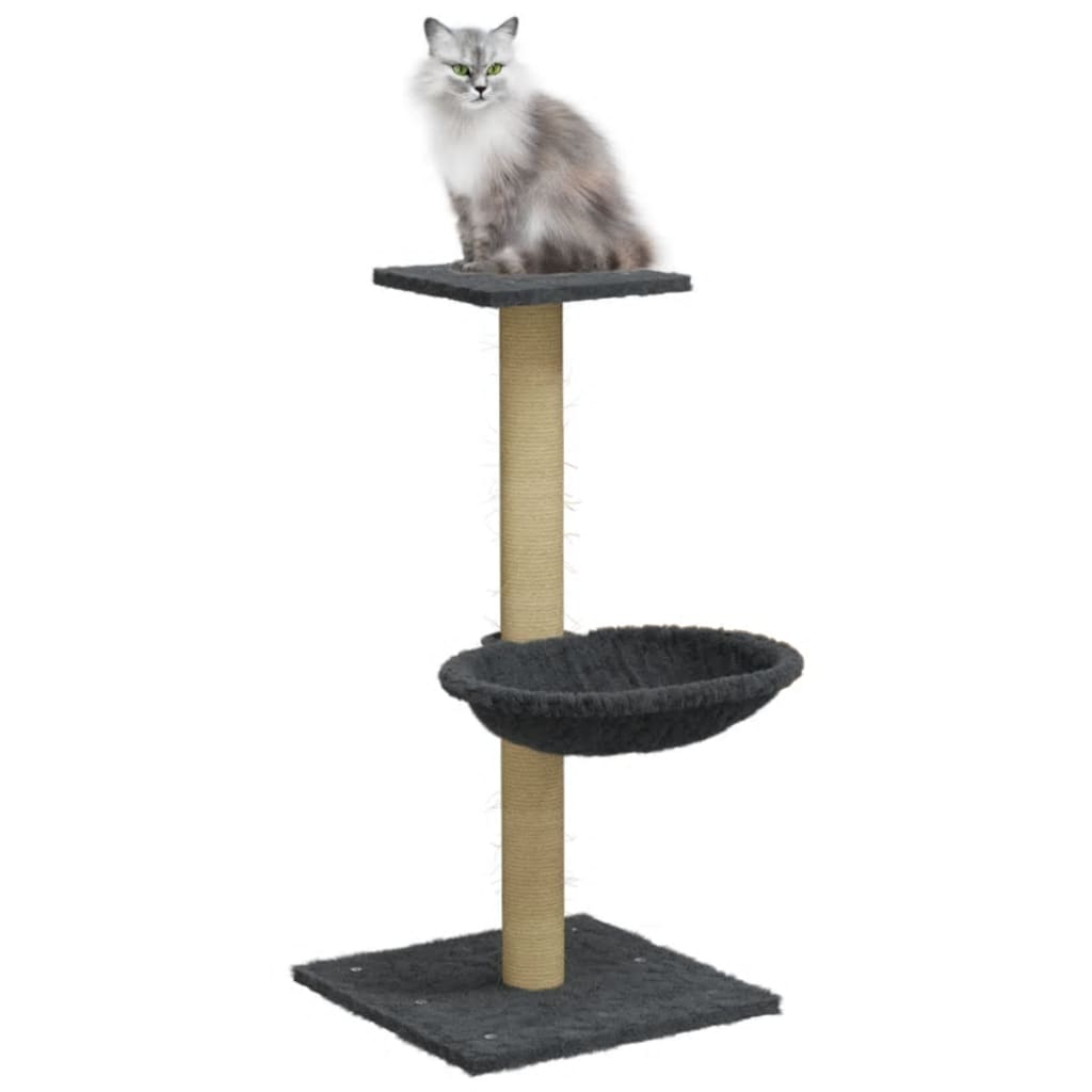 Arbre à chat avec griffoir en sisal Gris foncé 74 cm