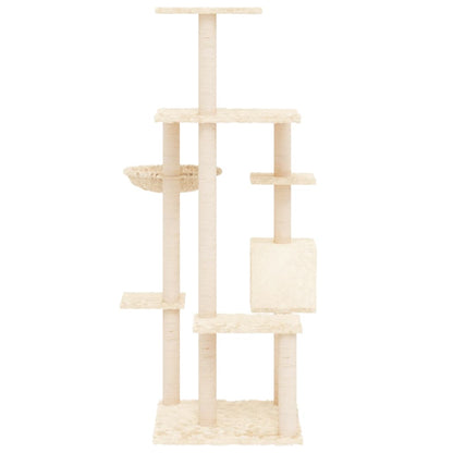 Arbre à chat avec griffoirs en sisal Crème 142 cm