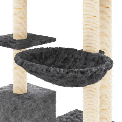 Arbre à chat avec griffoirs en sisal Gris foncé 142 cm