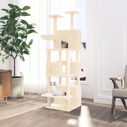 Arbre à chat avec griffoirs en sisal Crème 180 cm