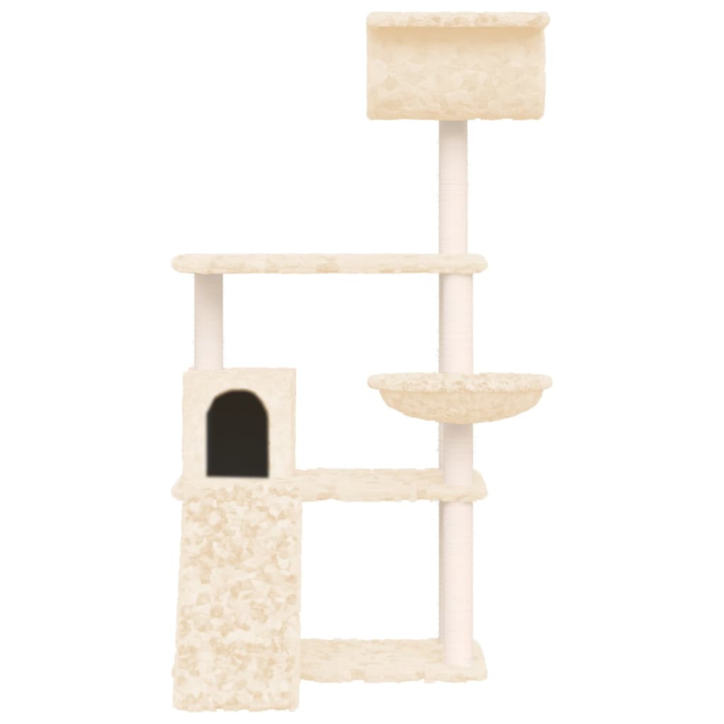 Arbre à chat avec griffoirs en sisal Crème 131 cm